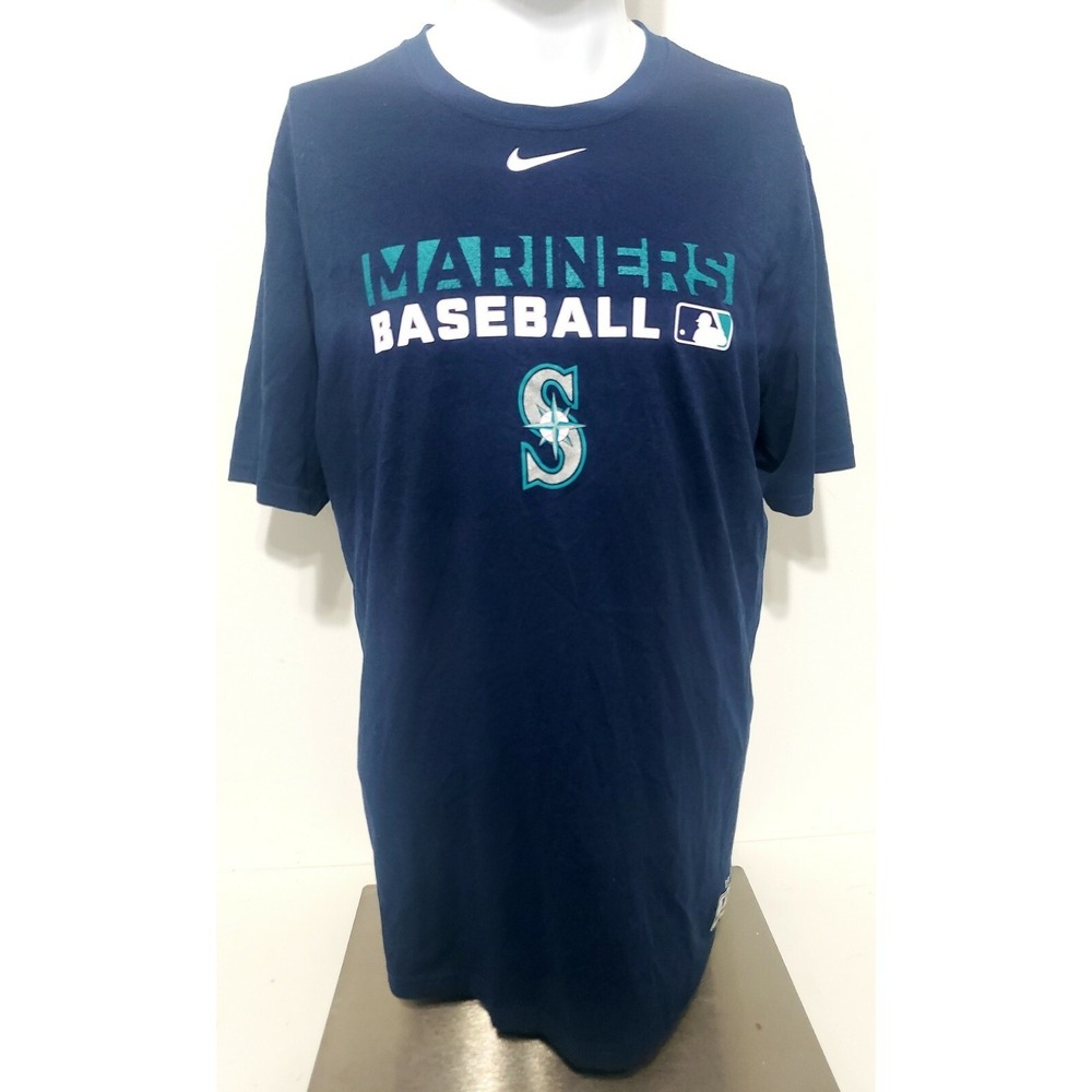 Seattle Mariners MLB Nike Baseball Practice T-Shirt Mens Large Navy Blue White